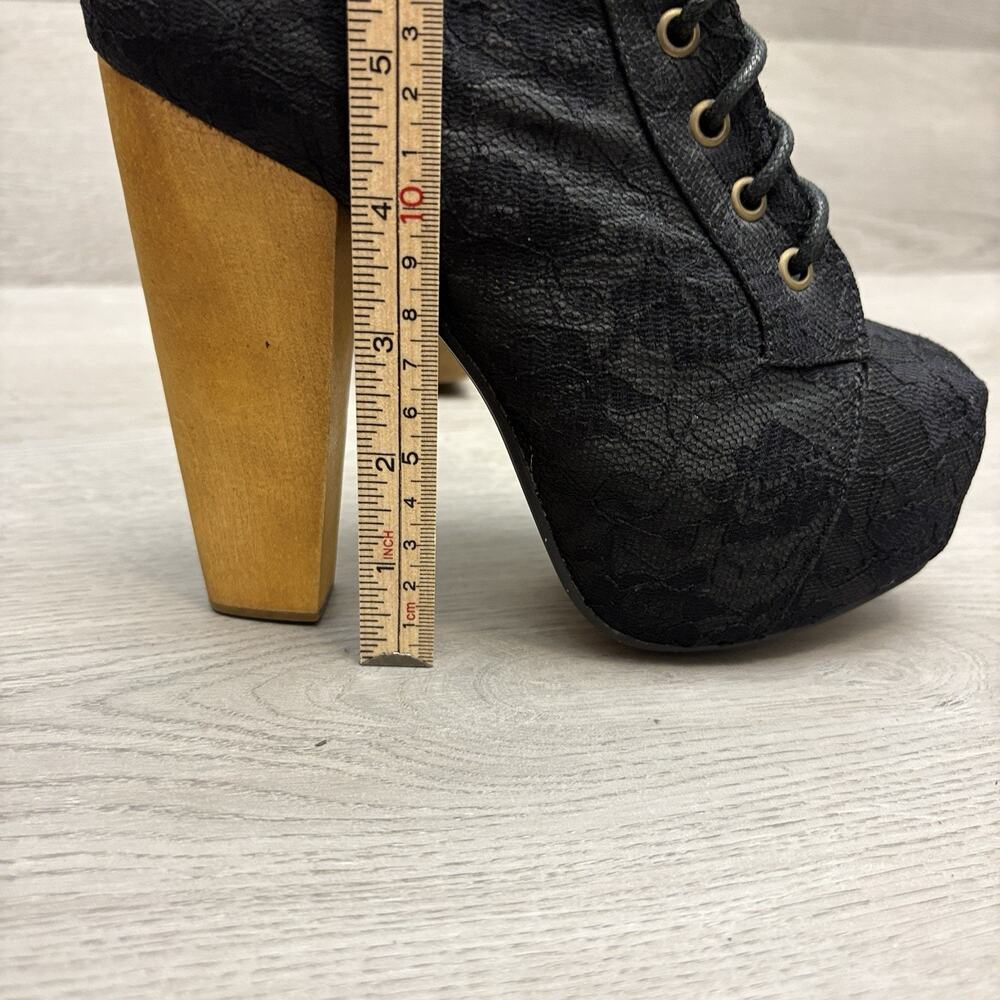 Truffle Black Lace Bootie Platform Wood Heel Goth Victorian Ankle Boots EU 36 - Picture 10 of 12